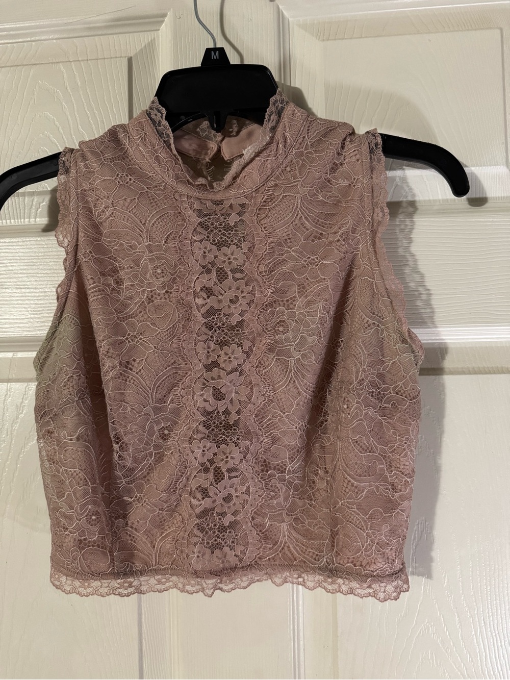 Forever 21 Dusty Rose Lace Mock Neck Sleeveless Camisole